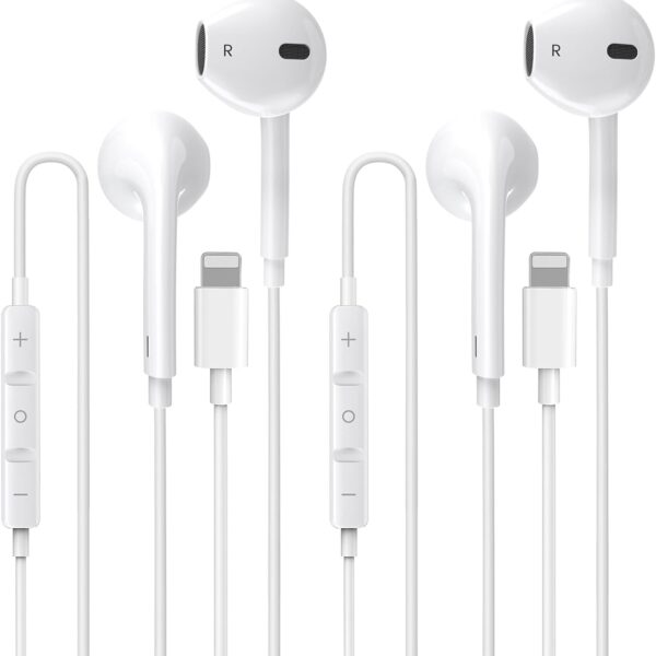 Apple Earbuds/iPhone Headphones/Lightning Wired Earphones [Apple MFi Certified] Built-in Microphone & Volume Control Compatible with iPhone 14/13/12/11/8/Pro Max/X/7, Support All iOS System